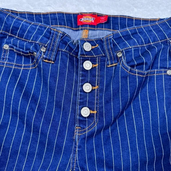 Dickies Women's High Rise Blue Striped Jeans - Size 5/27 - Picture 4 of 10